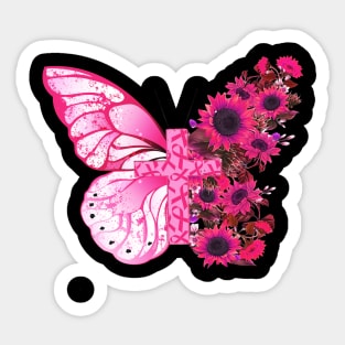 Butterfly Pink Ribbon Breast Cancer Shirt Sticker